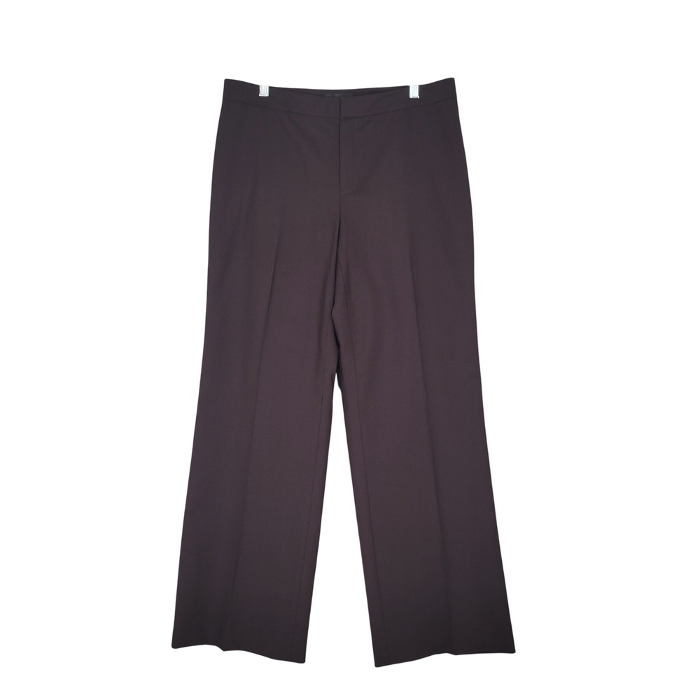 Dana Buchman Trousers Womens 10 Brown Wool Blend Wide Leg Dress Pants Office